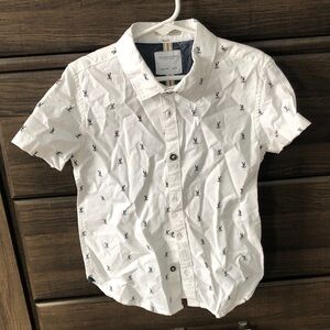 Denim & Flower White Shirt with Black Accents